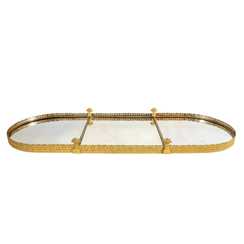 Surtout De Table in Bronzo Dorato e Specchio