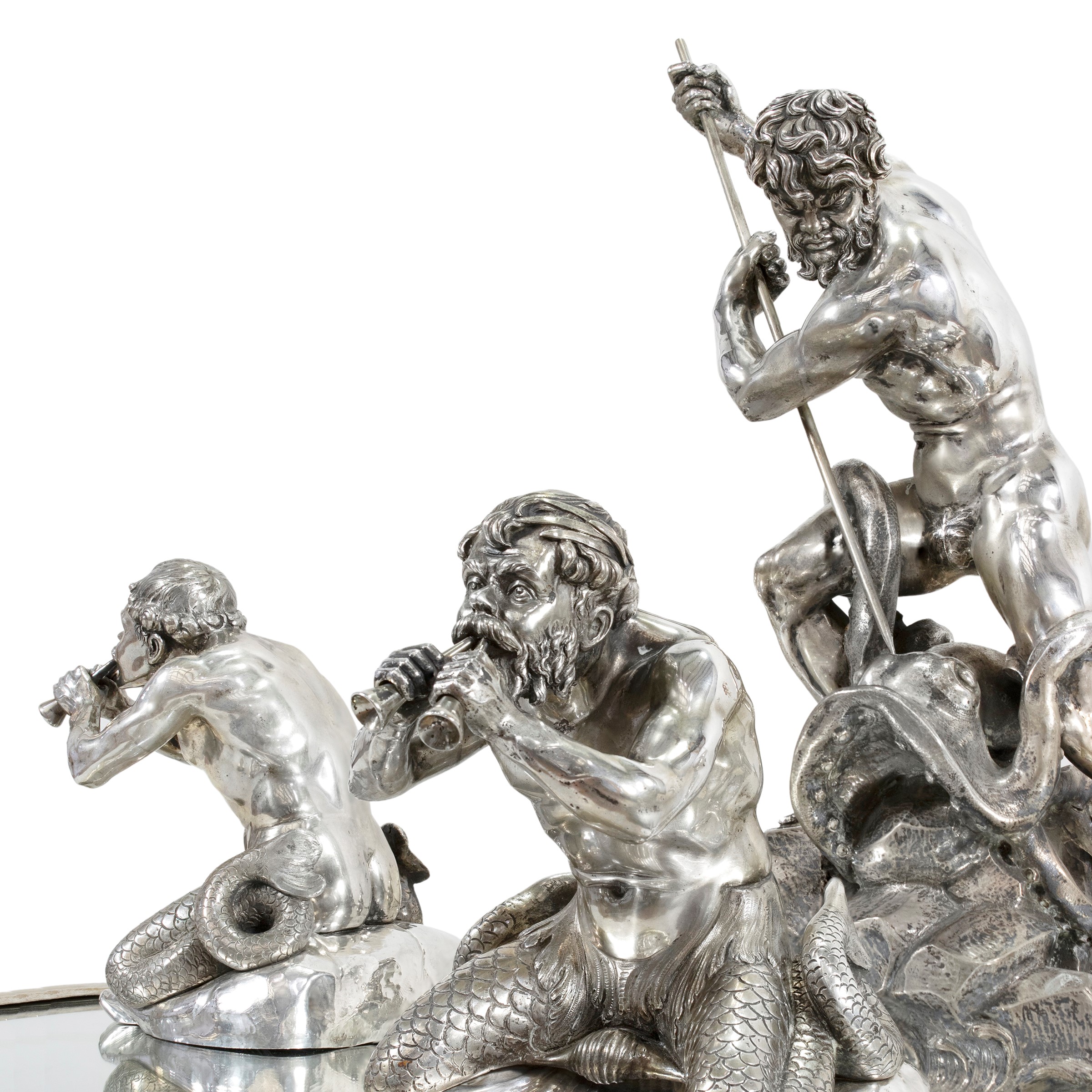 Importante Surtout de table in argento firmato Petochi Roma