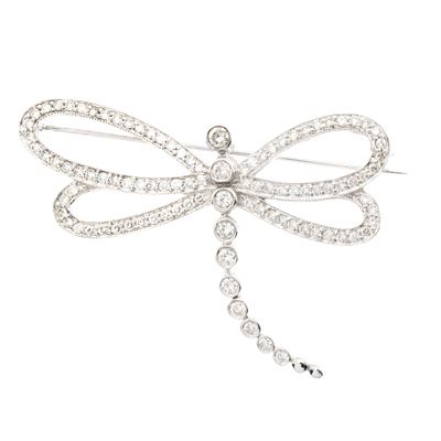 Spilla Libellula in Oro Bianco 18kt e Diamanti