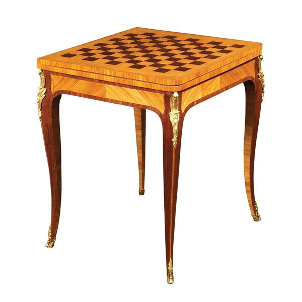 A French bois de rose and purpleheart table a jeu