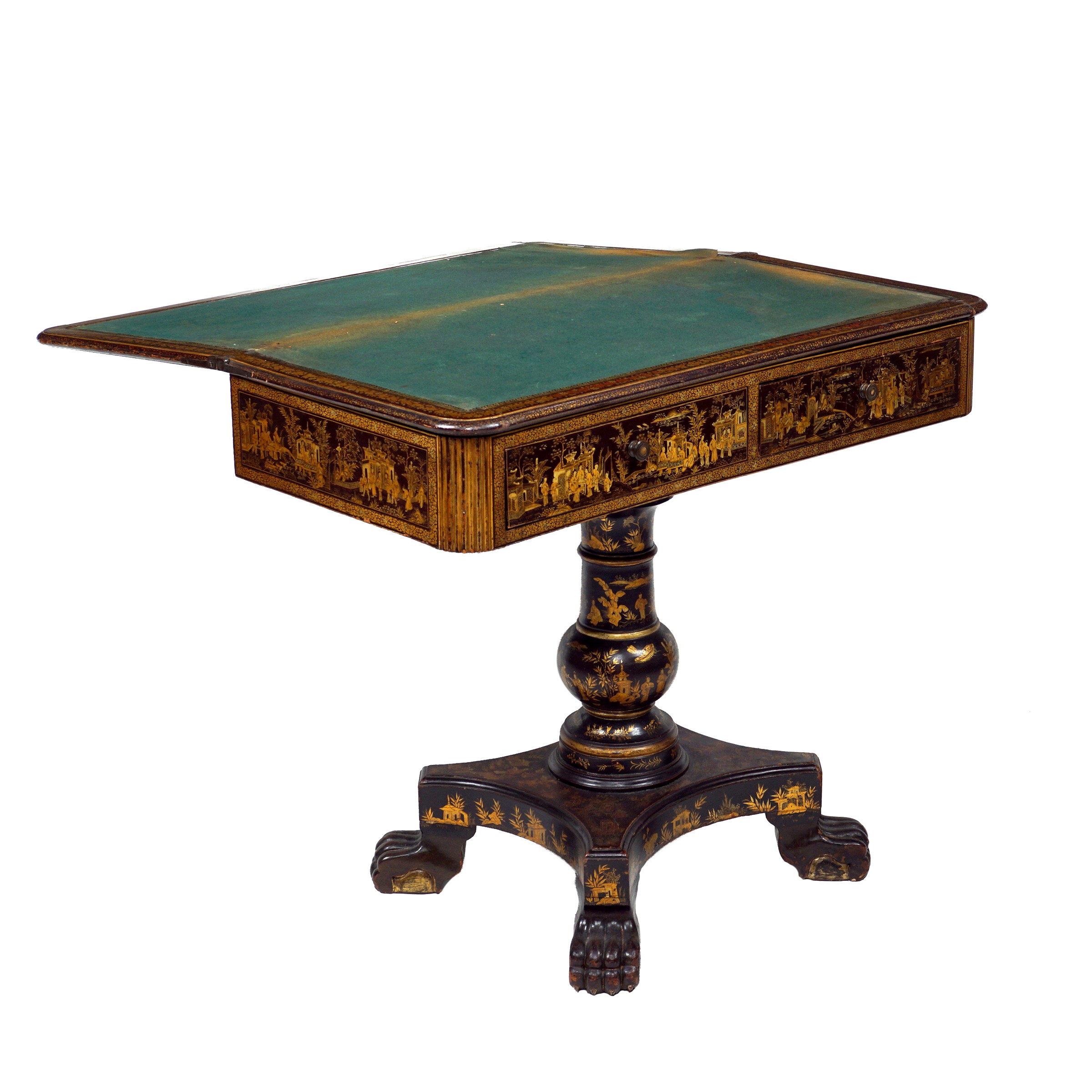 Tavolo da Gioco in Legno e Lacca Nera