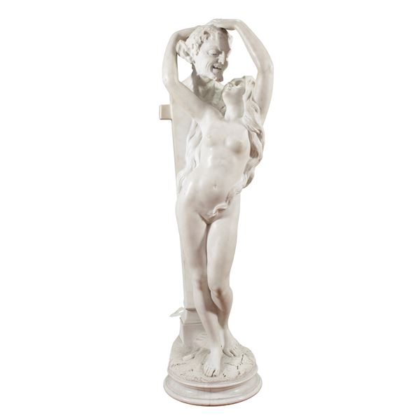 White statuary marble sculptural group