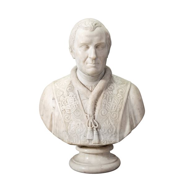 White marble portrait bust