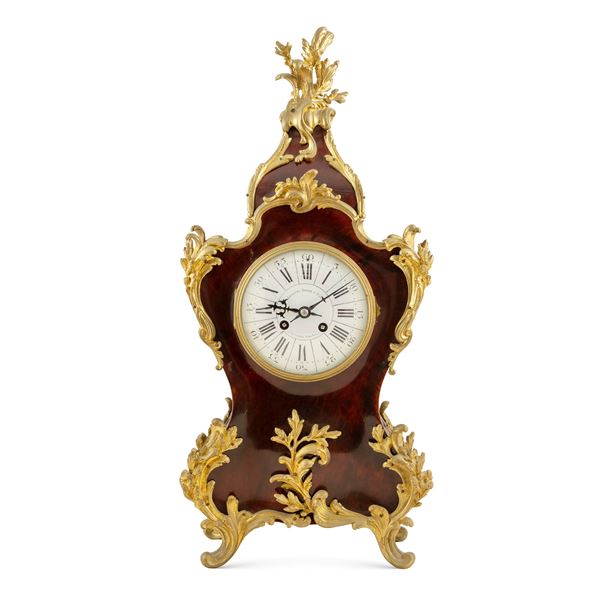 Orologio da tavolo in legno e bronzo