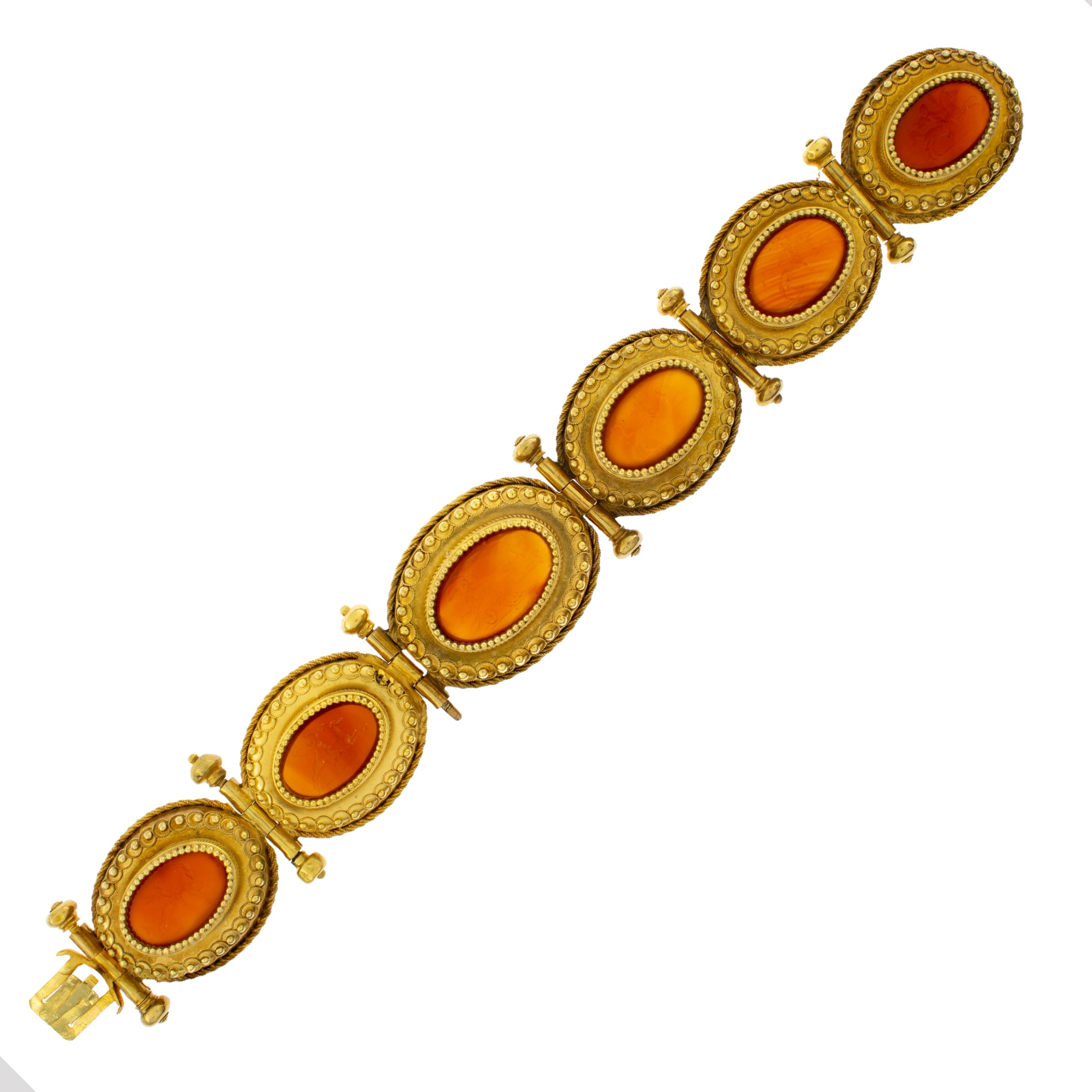 Antico Bracciale in Oro Giallo 18kt con Sei Corniole