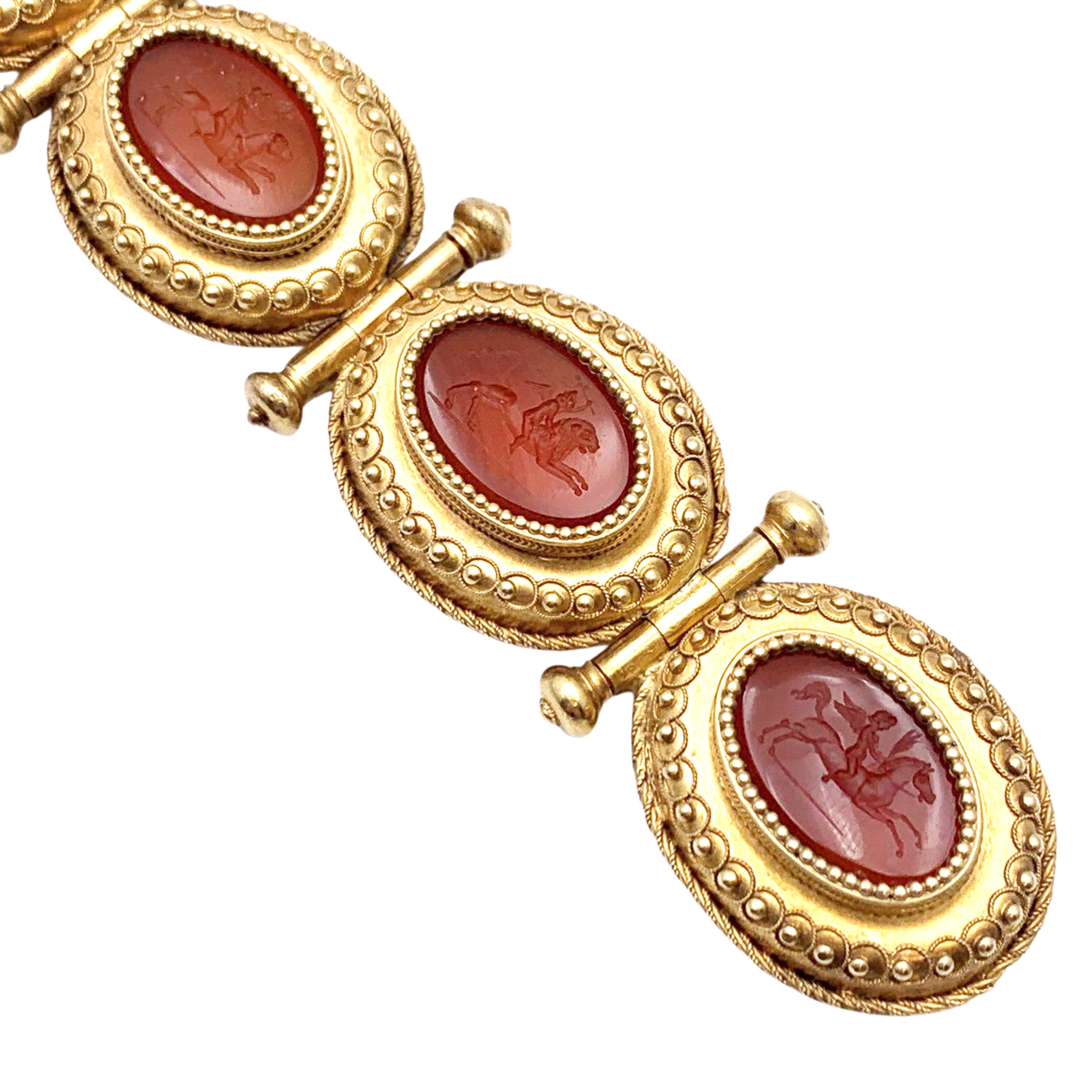 Antico Bracciale in Oro Giallo 18kt con Sei Corniole