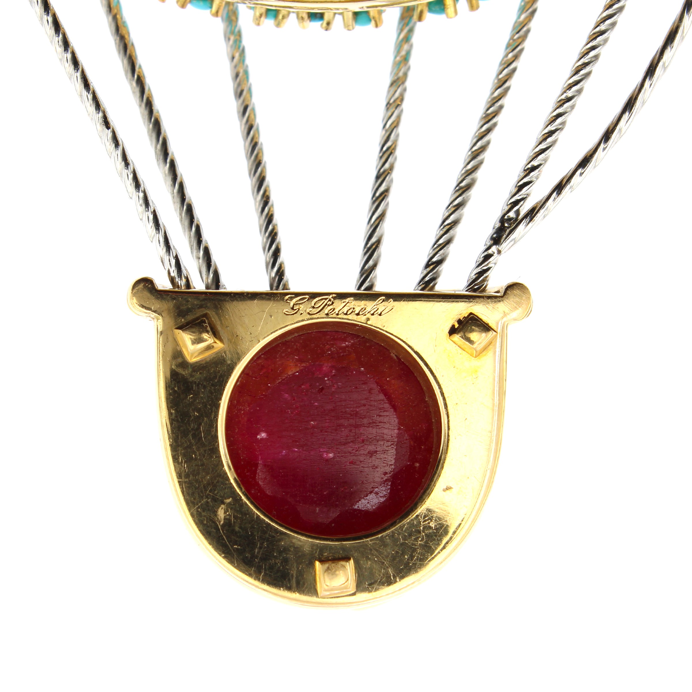 Spilla Mongolfiera in Oro Giallo e Bianco 18kt