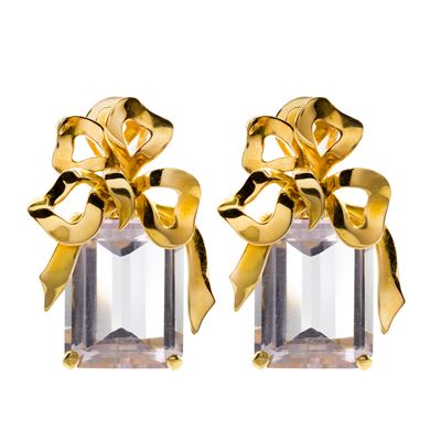 Orecchini Fiocco in Oro Giallo 18kt con Ametiste Pendenti