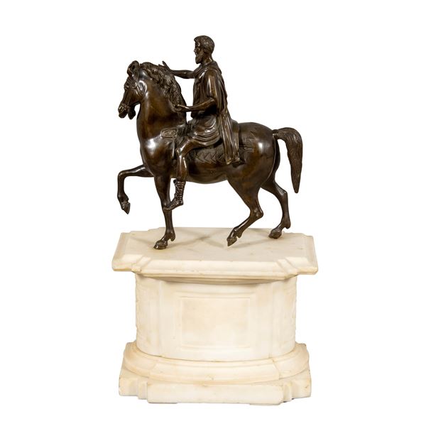 Burnished bronze and marble sculpture  (19th century)  - Auction Old Master and 19th century Paintings Furniture and Sculptures - Colasanti Casa d'Aste