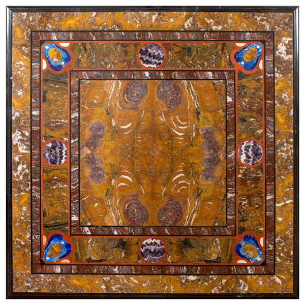 Square top in Sicilian agate jasper  (Italy, 20th century)  - Auction Old Master and 19th century Paintings Furniture and Sculptures - Colasanti Casa d'Aste