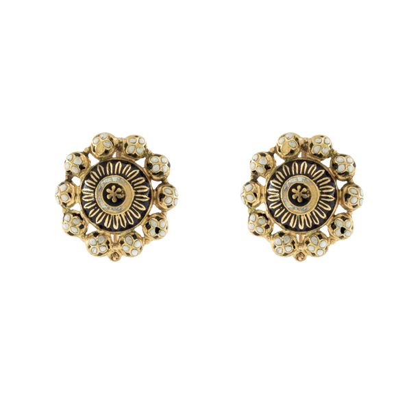 19kt yellow gold and polychrome enamel earrings