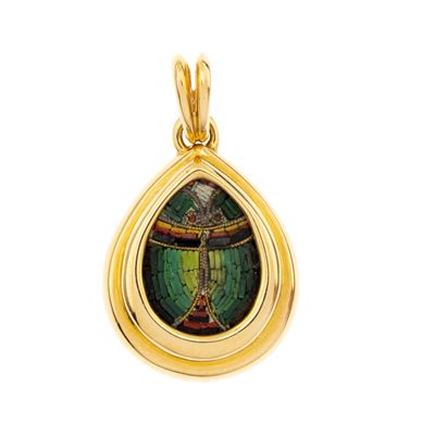 Pendente Scarabeo in Oro Giallo 18kt e Micromosaico Antico