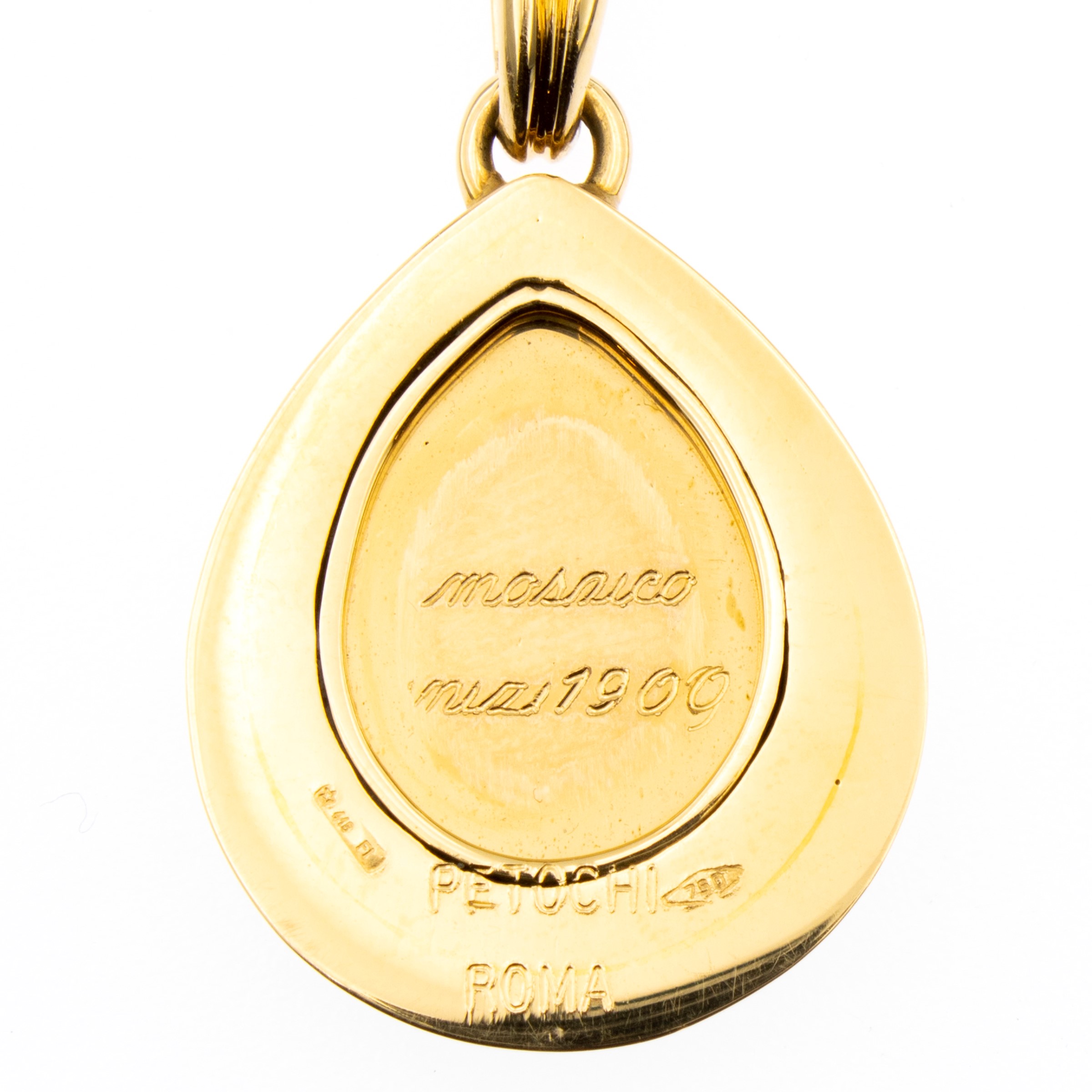 Pendente Scarabeo in Oro Giallo 18kt e Micromosaico Antico