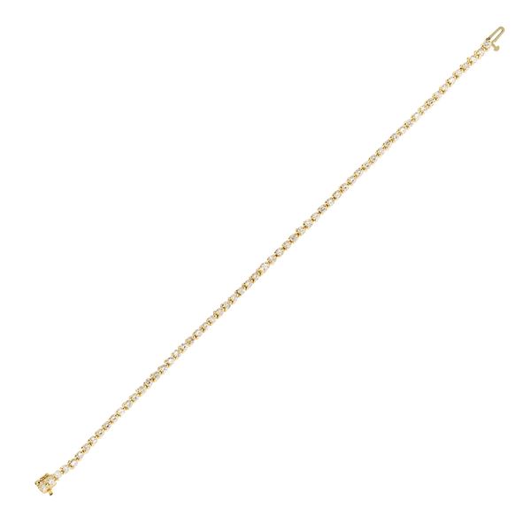 Bracciale tennis in oro giallo 14kt e diamanti