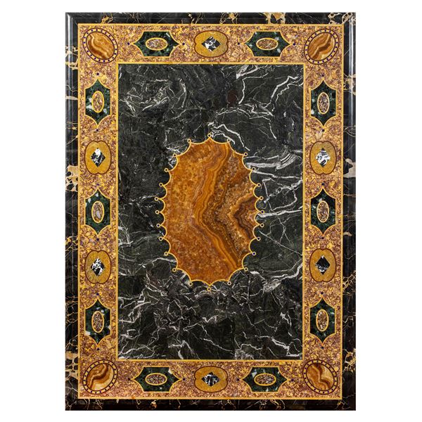 Polychrome marble rectangular top  (Italy, 20th century)  - Auction Old Master and 19th century Paintings Furniture and Sculptures - Colasanti Casa d'Aste