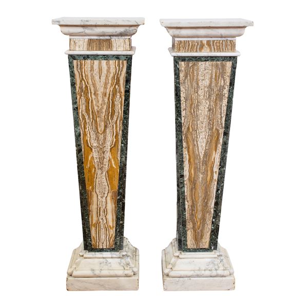 Pair of various marbles herms  (Italy, 19th-20th century)  - Auction Old Master and 19th century Paintings Furniture and Sculptures - Colasanti Casa d'Aste