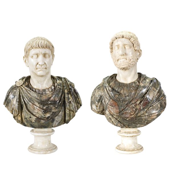 Pair of marble portrait busts