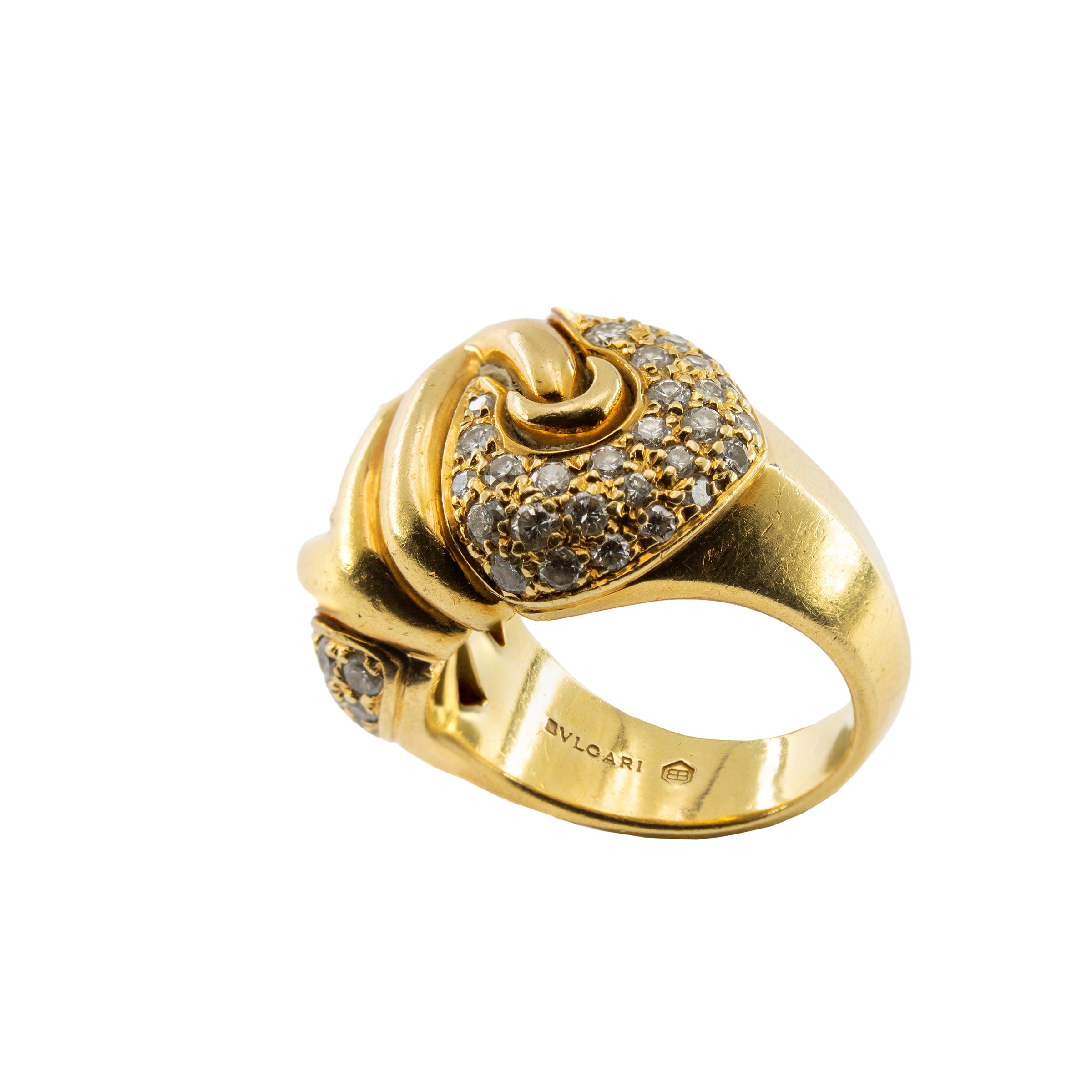 Bulgari demi parure composta da orecchini a lobo e anello