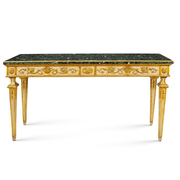 Carved, lacquered and gilded wood console  (Italy, late 19th century)  - Auction Old Master and 19th century Paintings Furniture and Sculptures - Colasanti Casa d'Aste