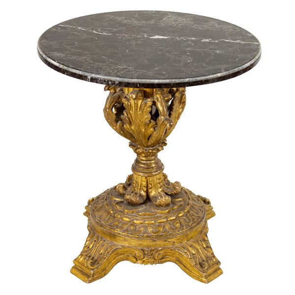 Golden wood coffee table  (Italy, 19th century)  - Auction Old Master and 19th century Paintings Furniture and Sculptures - Colasanti Casa d'Aste