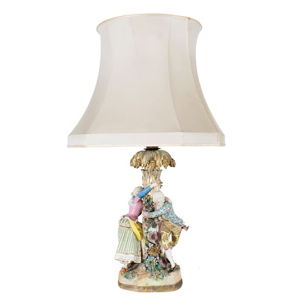 Polychrome porcelain lamp