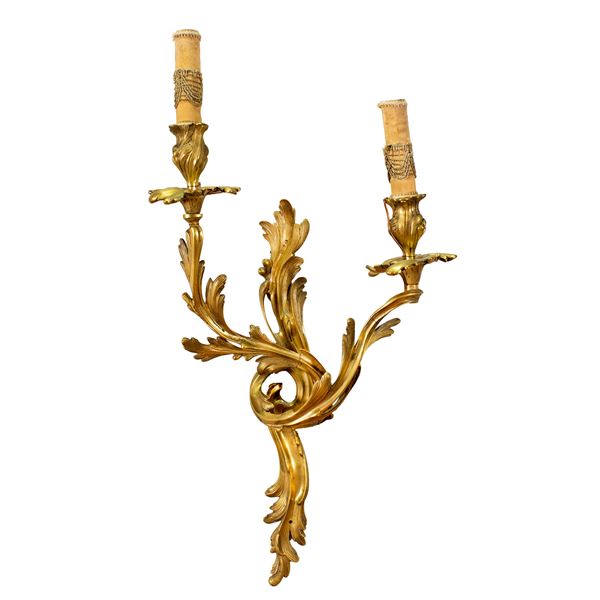 Two-light gilded bronze appliques  (France, 19th century)  - Auction Old Master and 19th century Paintings Furniture and Sculptures - Colasanti Casa d'Aste