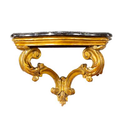 Console a Mensola in Legno Dorato ed Intagliato