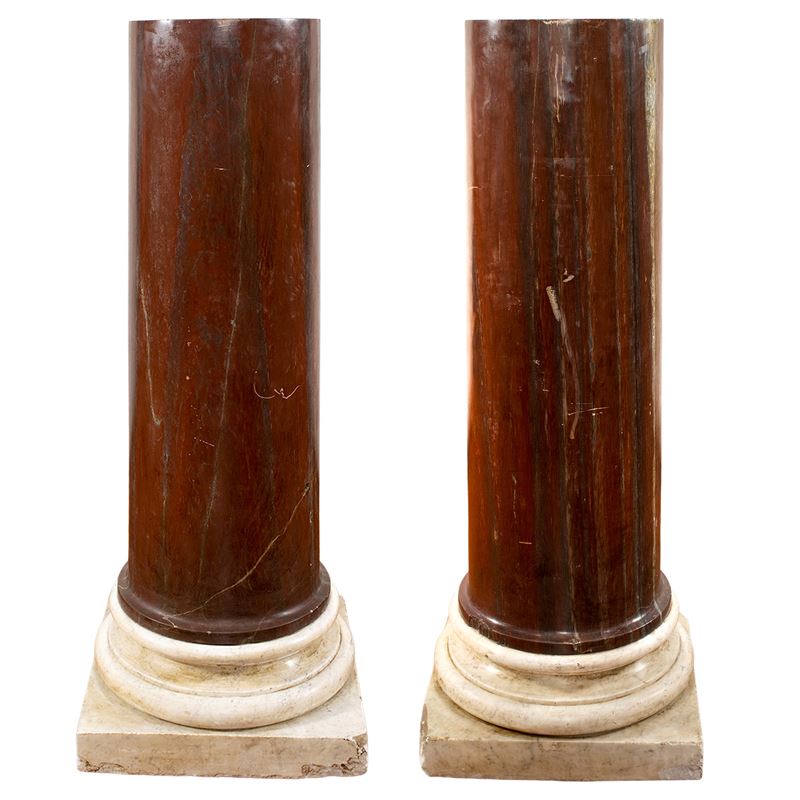 Coppia di Colonne in Marmo Rosso Antico