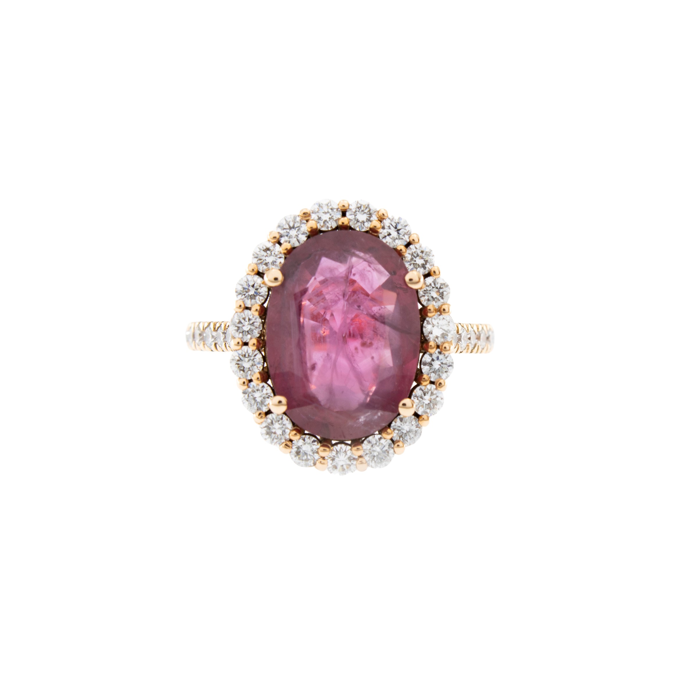 Anello in oro rosa 18kt con rubino naturale