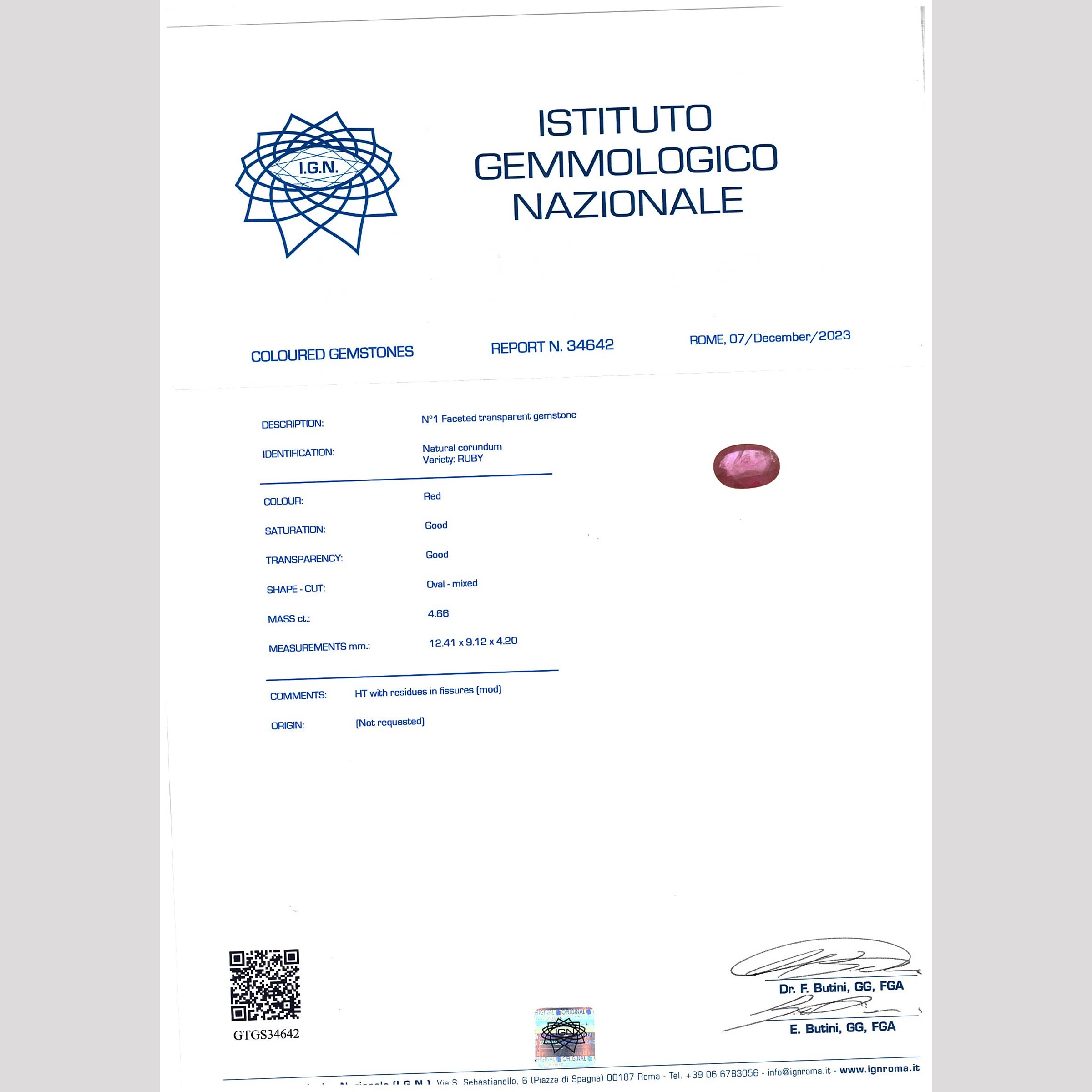 Anello in oro rosa 18kt con rubino naturale