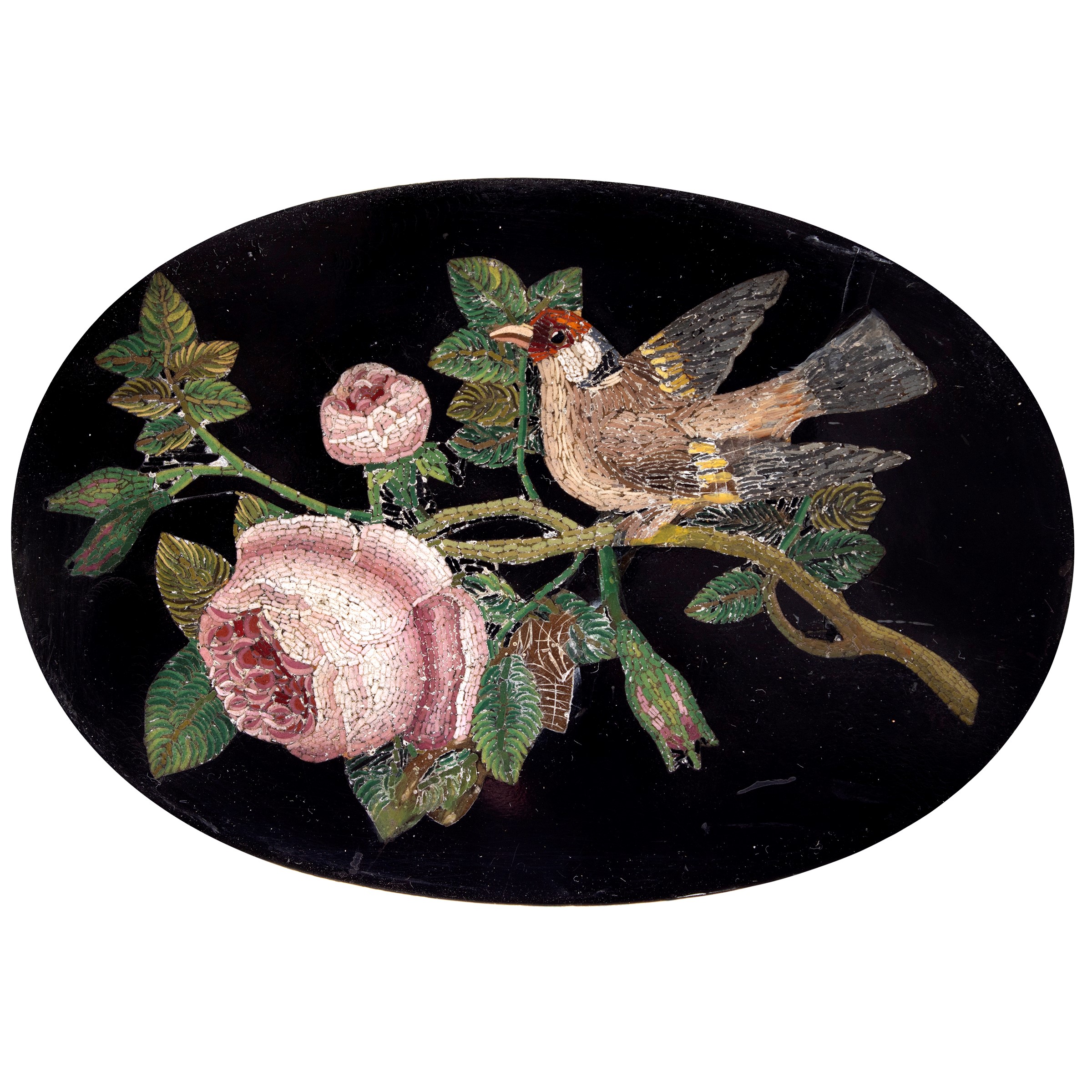 Placca in Micromosaico Montata su Scatola in Argento e Smalto