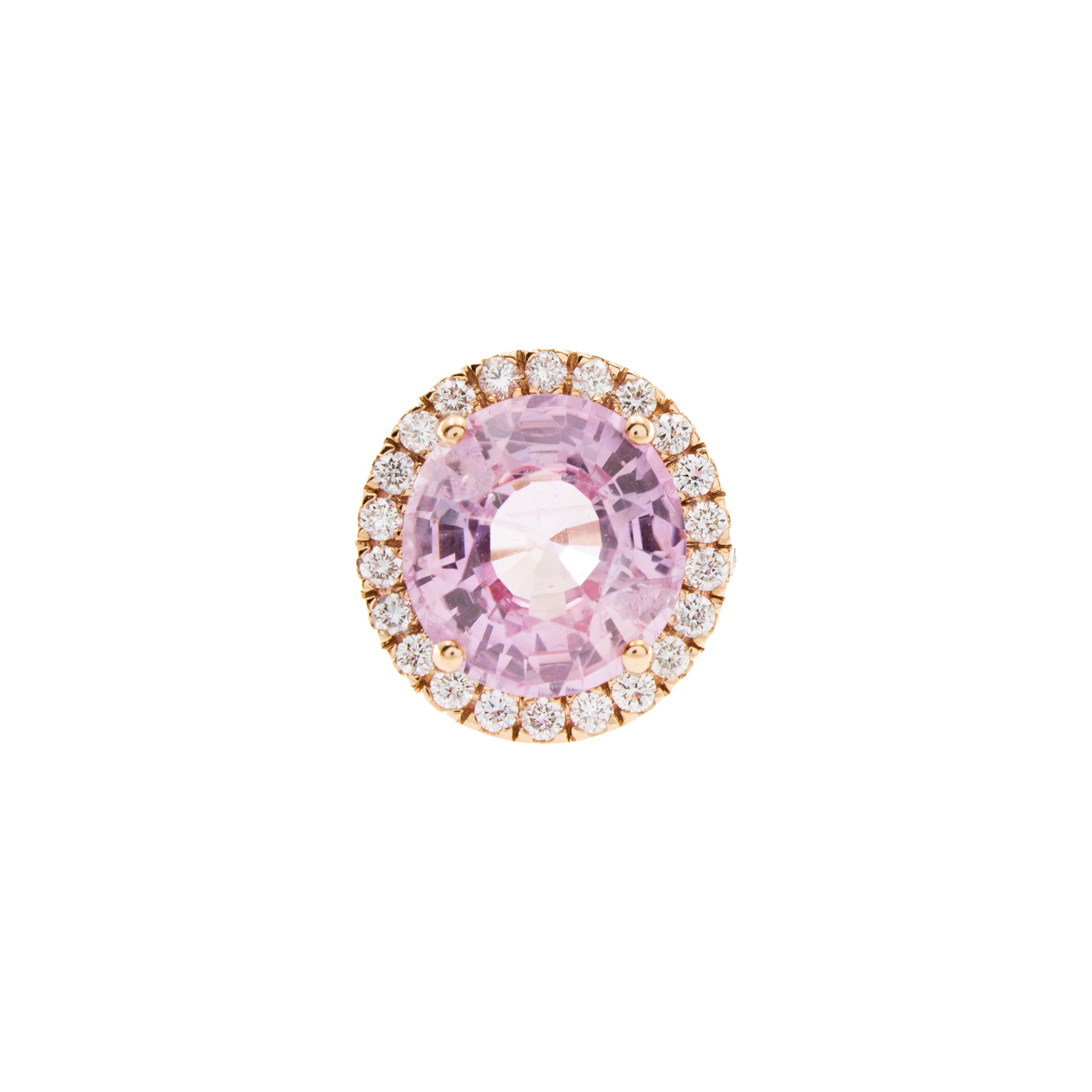 Anello in Oro Rosa 18kt Zaffiro Rosa Naturale Ct 9,86