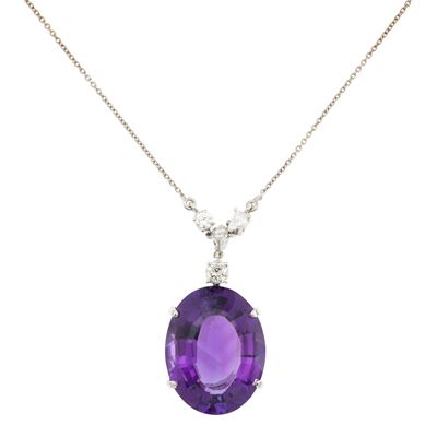Pendente Ametista Naturale e Diamanti