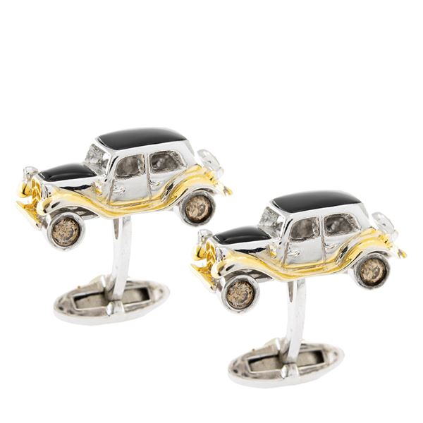 Gemelli Rolls Royce in oro a due colori 18kt