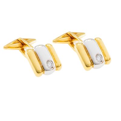 Gemelli in Oro a Due Colori 18kt e Diamanti