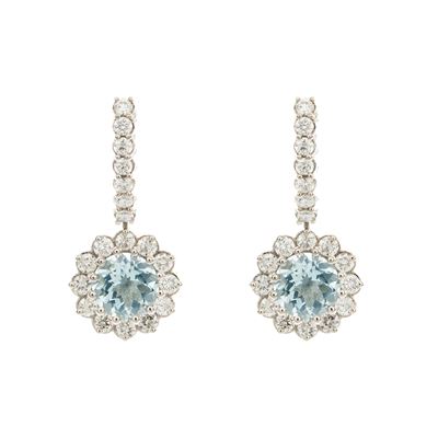 Orecchini Pendenti in Oro Bianco 18kt Acquamarine e Diamanti