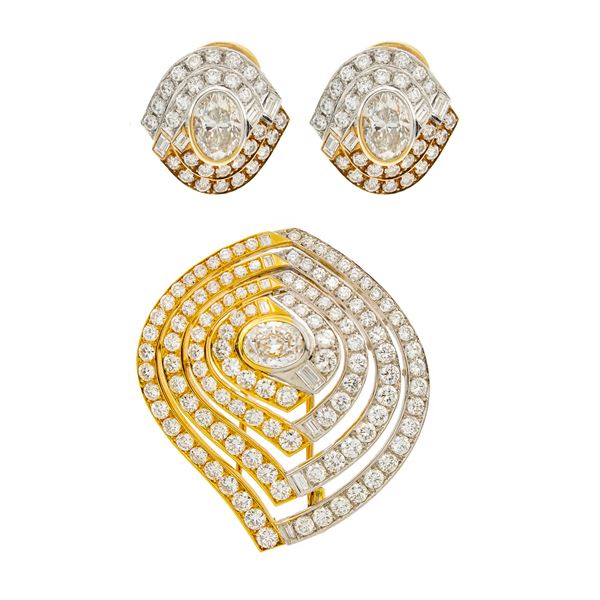 Bulgari en suite brooch and lobe earrings