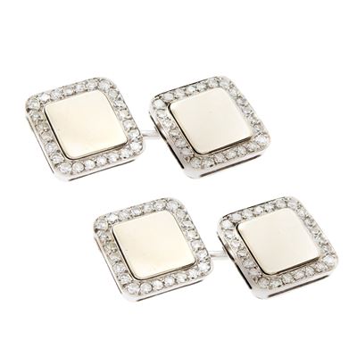 Gemelli in Oro Bianco 18kt e Diamanti