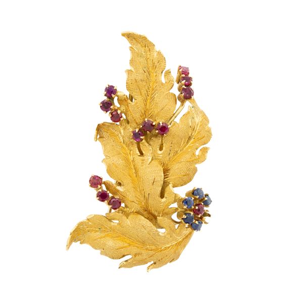 Spilla ramage in oro giallo satinato 18kt