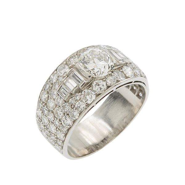 Bulgari anello fascia in platino con diamante