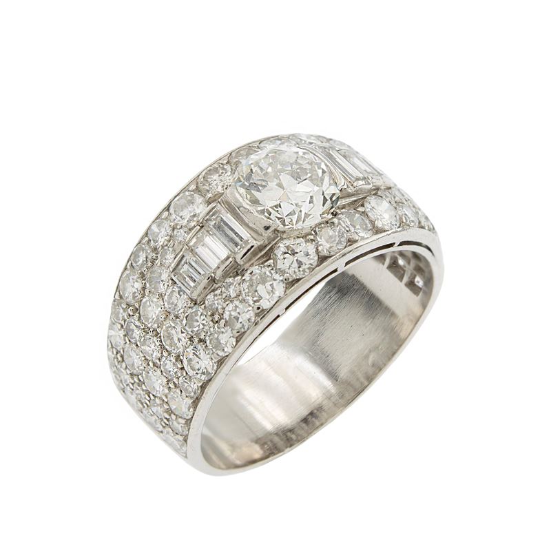 Bulgari Anello Fascia in Platino con Diamante