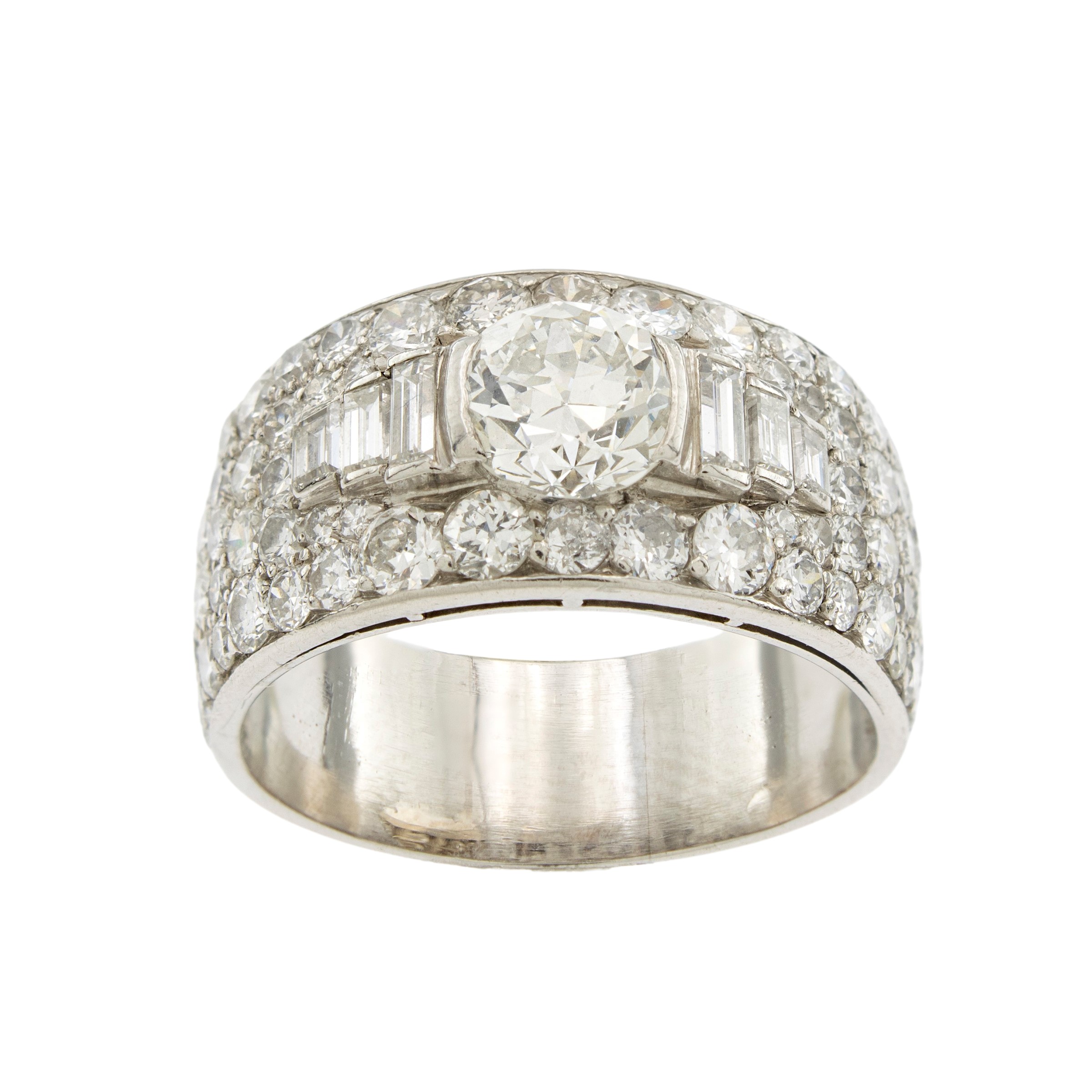 Bulgari anello fascia in platino con diamante