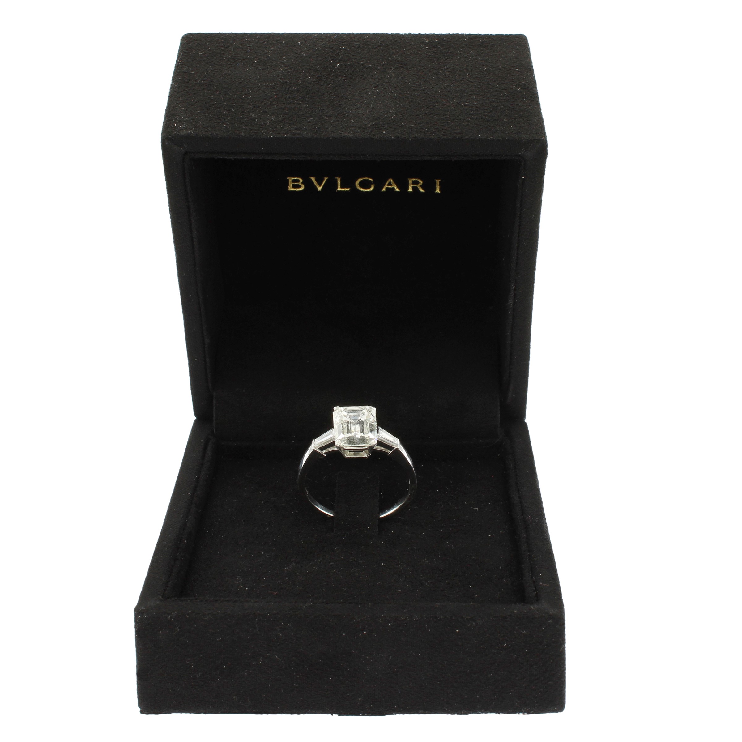 Bulgari anello in platino con diamante taglio ottagonale a gradini