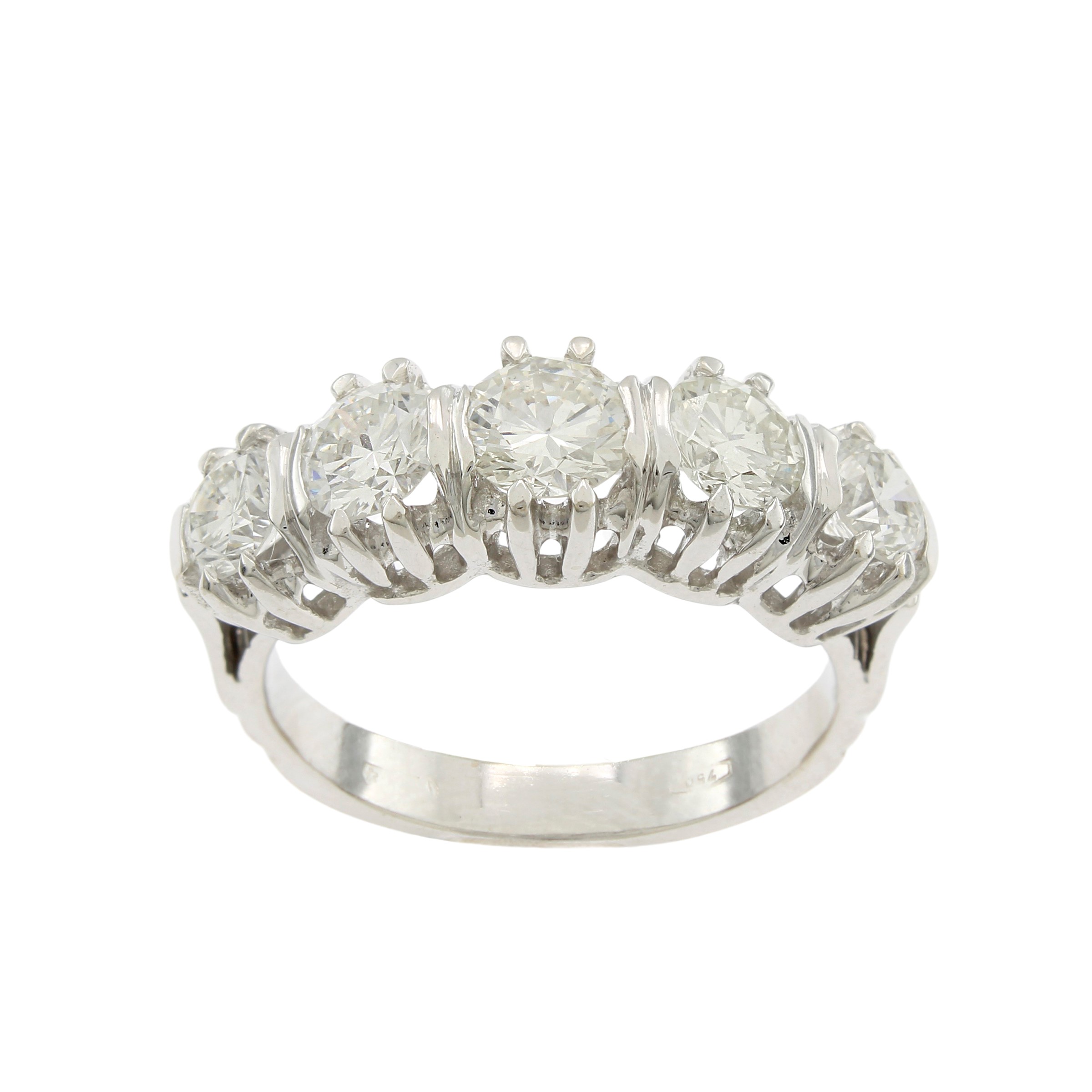 Anello Riviere in Oro Bianco 18kt Cinque Diamanti