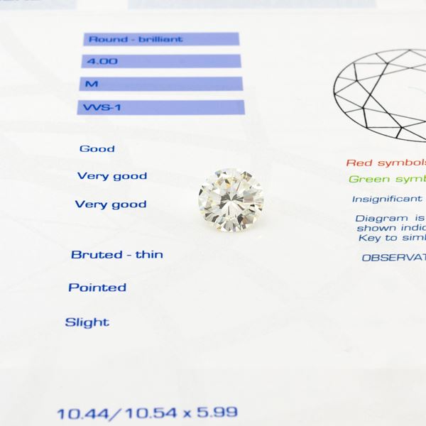 Natural loose brilliant cut diamond 4 ct