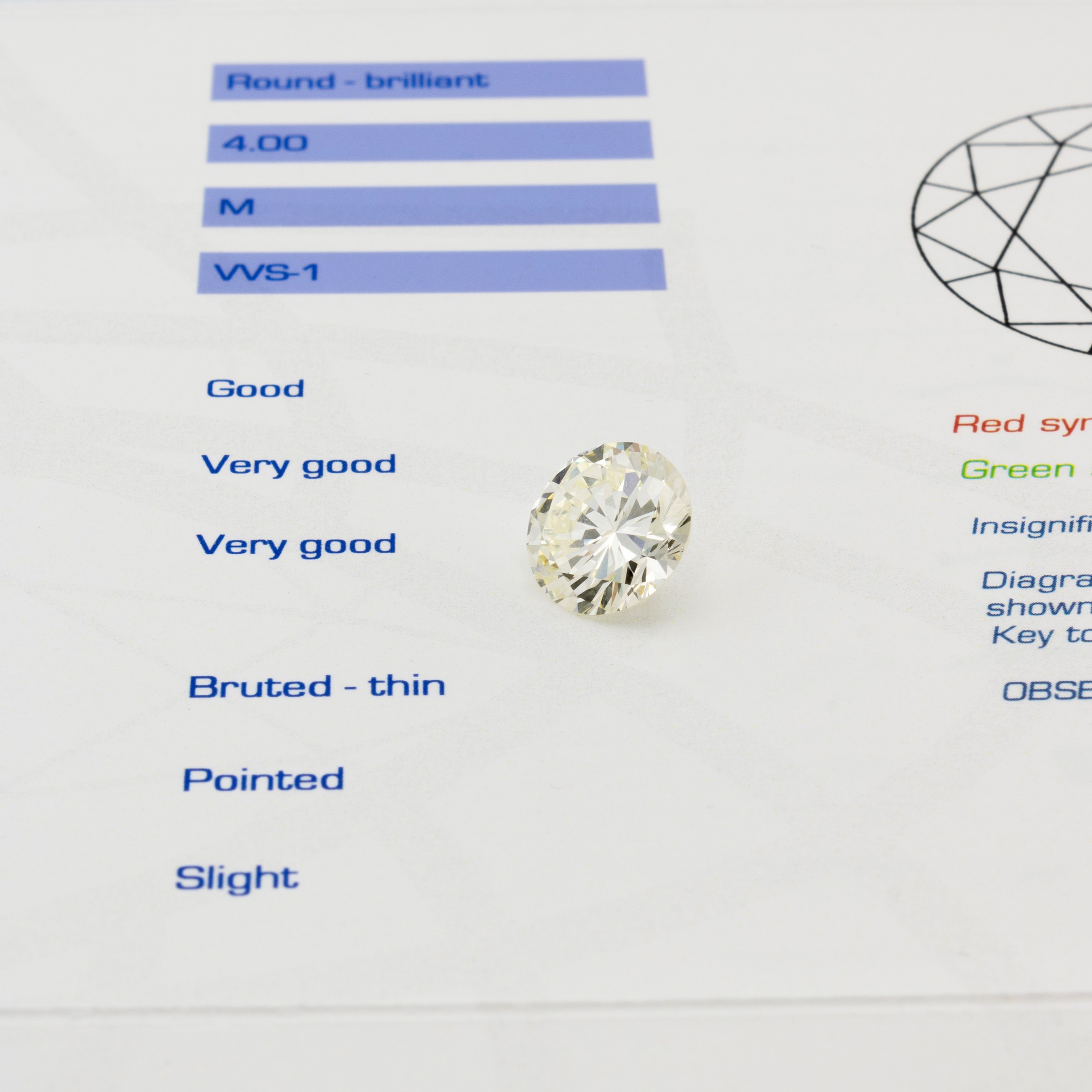 Diamante Naturale Sciolto Taglio Brillante Ct 4