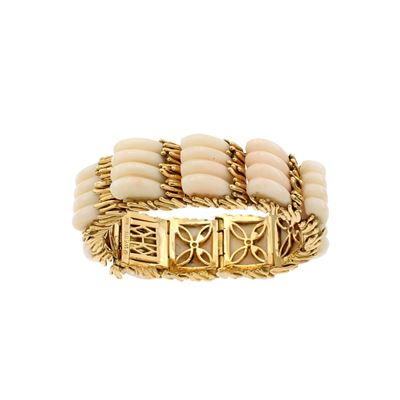 Webb Bracciale in Oro Giallo 18kt e Corallo