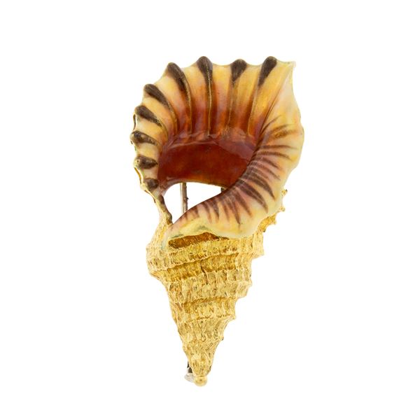 Spilla conchiglia in oro giallo 18kt