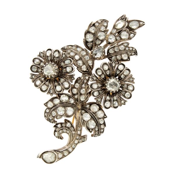 Antique floral brooch with crowned roses