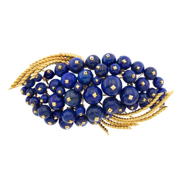 Spilla ramage floreale in oro giallo 18kt